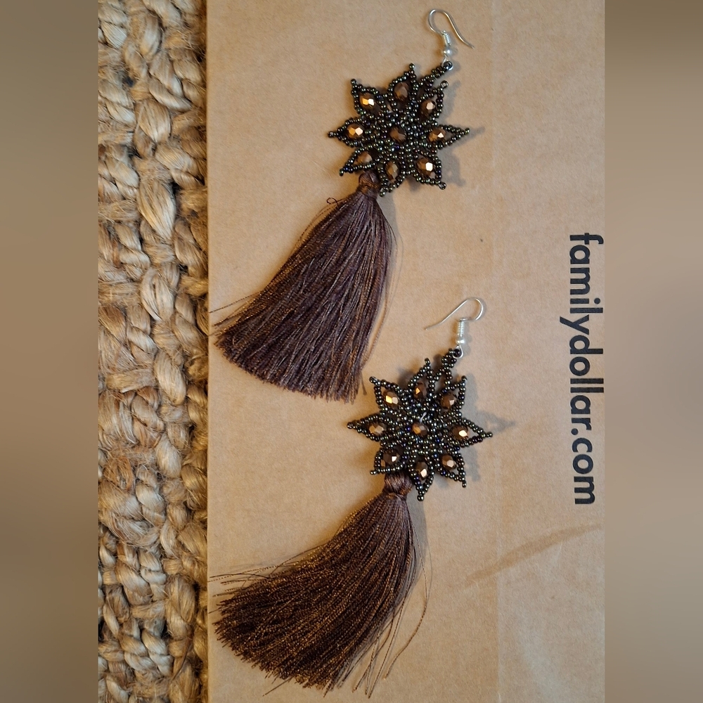 Elegant Star Brown Tassel Earrings Bohoβ Summer Goth Casual Party
